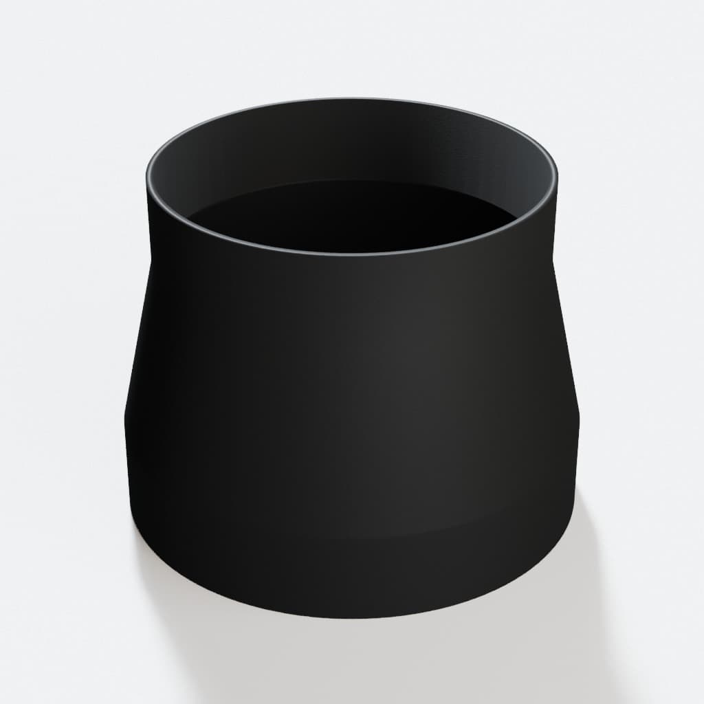 6 inch to 5 inch Tapered Transition - 3D Printed Dust Collection, product render in Black