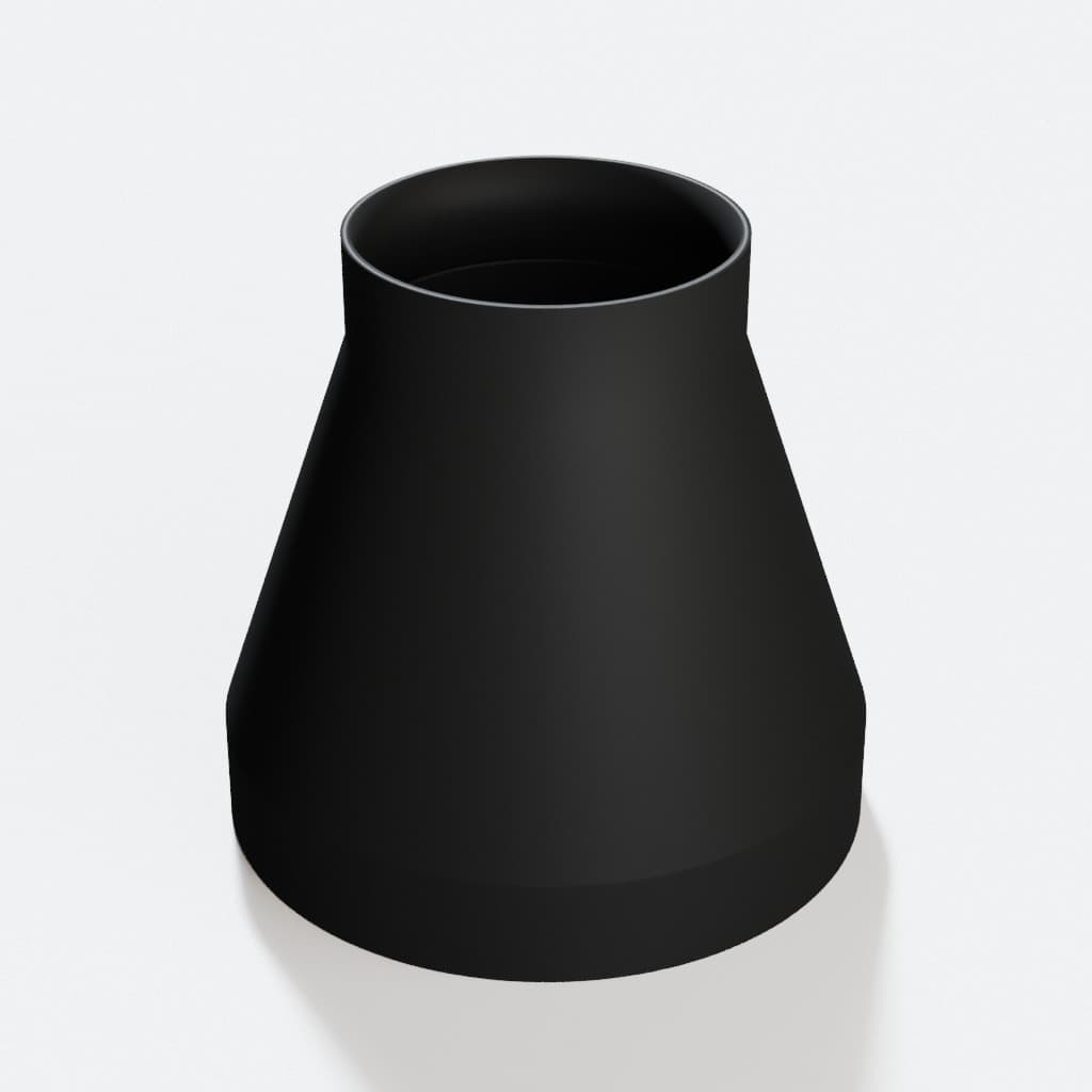 7 inch to 4 inch Tapered Transition - 3D Printed Dust Collection, product render in Black