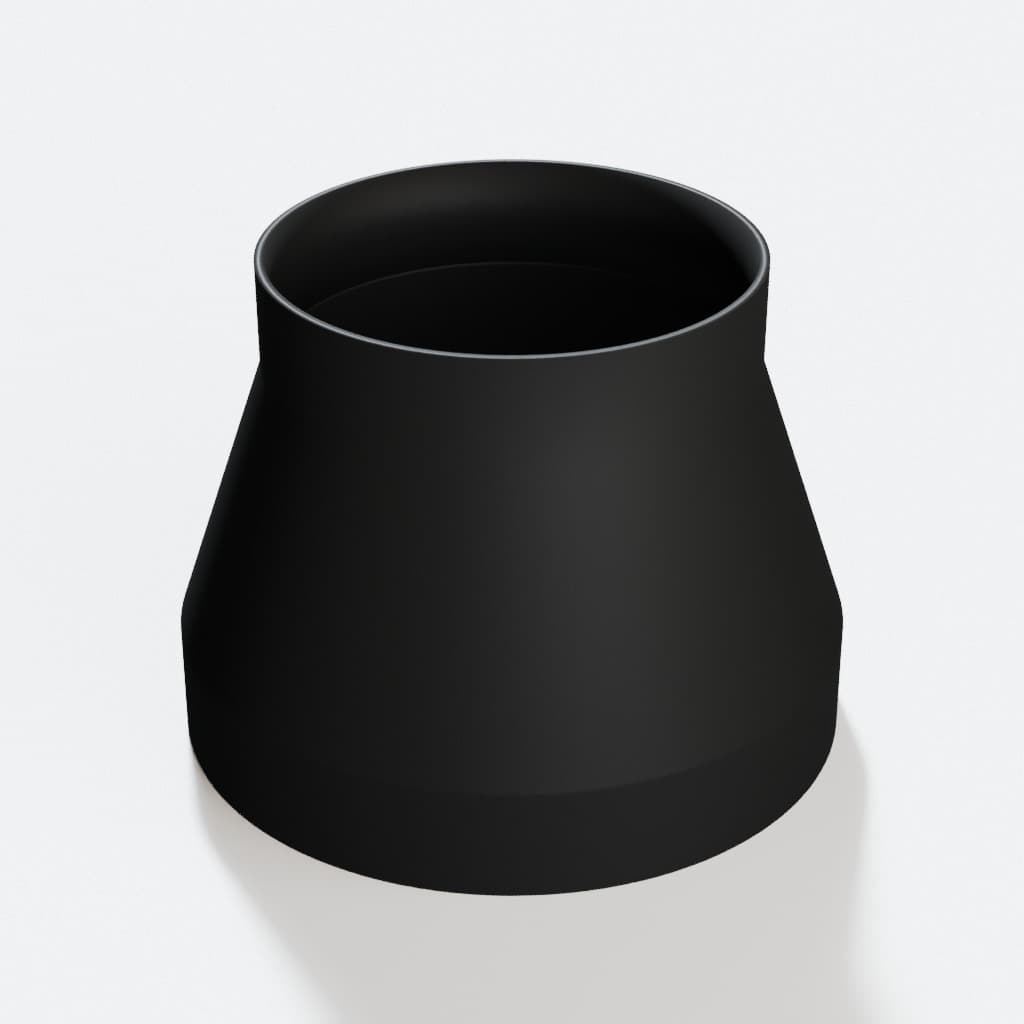 7 inch to 5 inch Tapered Transition - 3D Printed Dust Collection, product render in Black