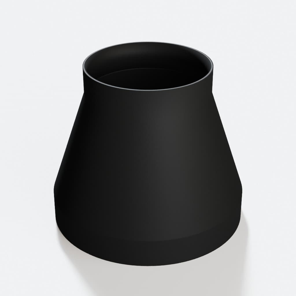 8 inch to 5 inch Tapered Transition - 3D Printed Dust Collection, product render in Black