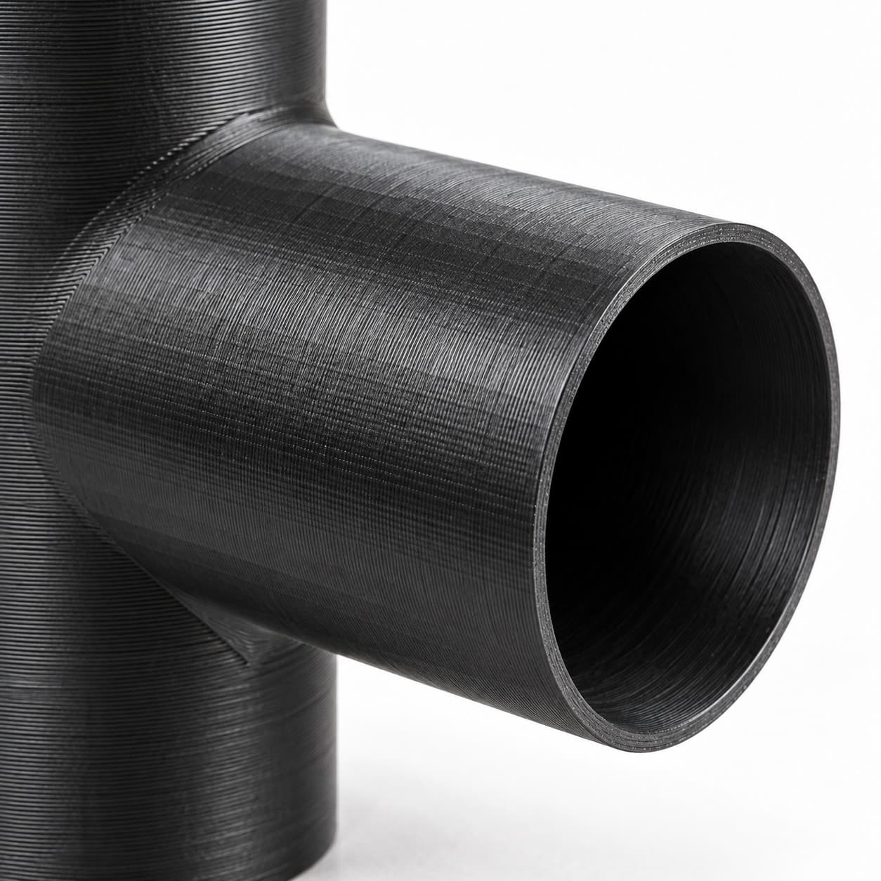1-7/8 inch Tee Fitting - 3D Printed Dust Collection Fitting, close view of the printed surface