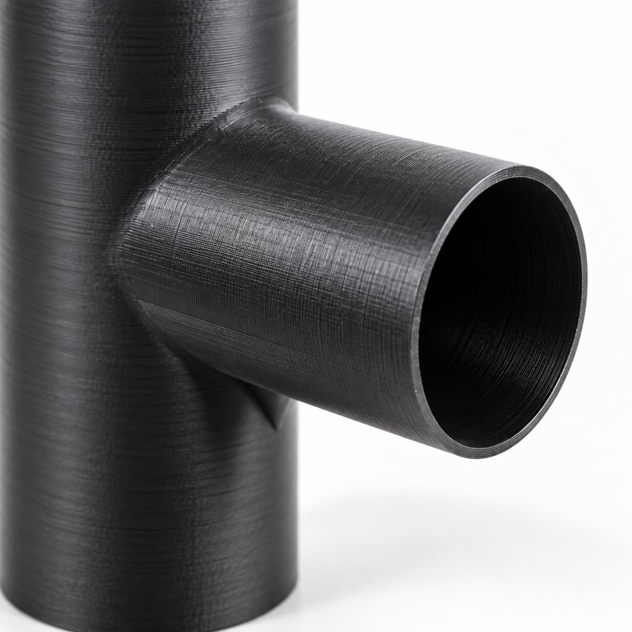 1-7/8 inch to 1-1/2 inch Tee Fitting - 3D Printed Dust Collection Fitting, close view of the printed surface