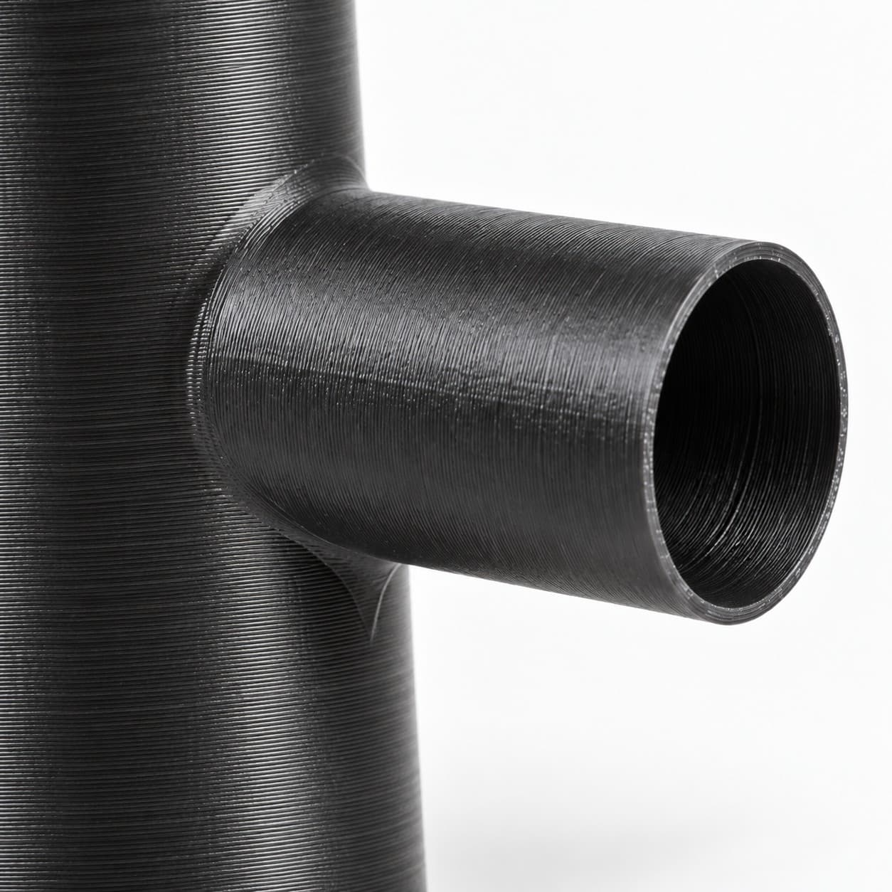 1-7/8 inch to 1 inch Tee Fitting - 3D Printed Dust Collection Fitting, close view of the printed surface