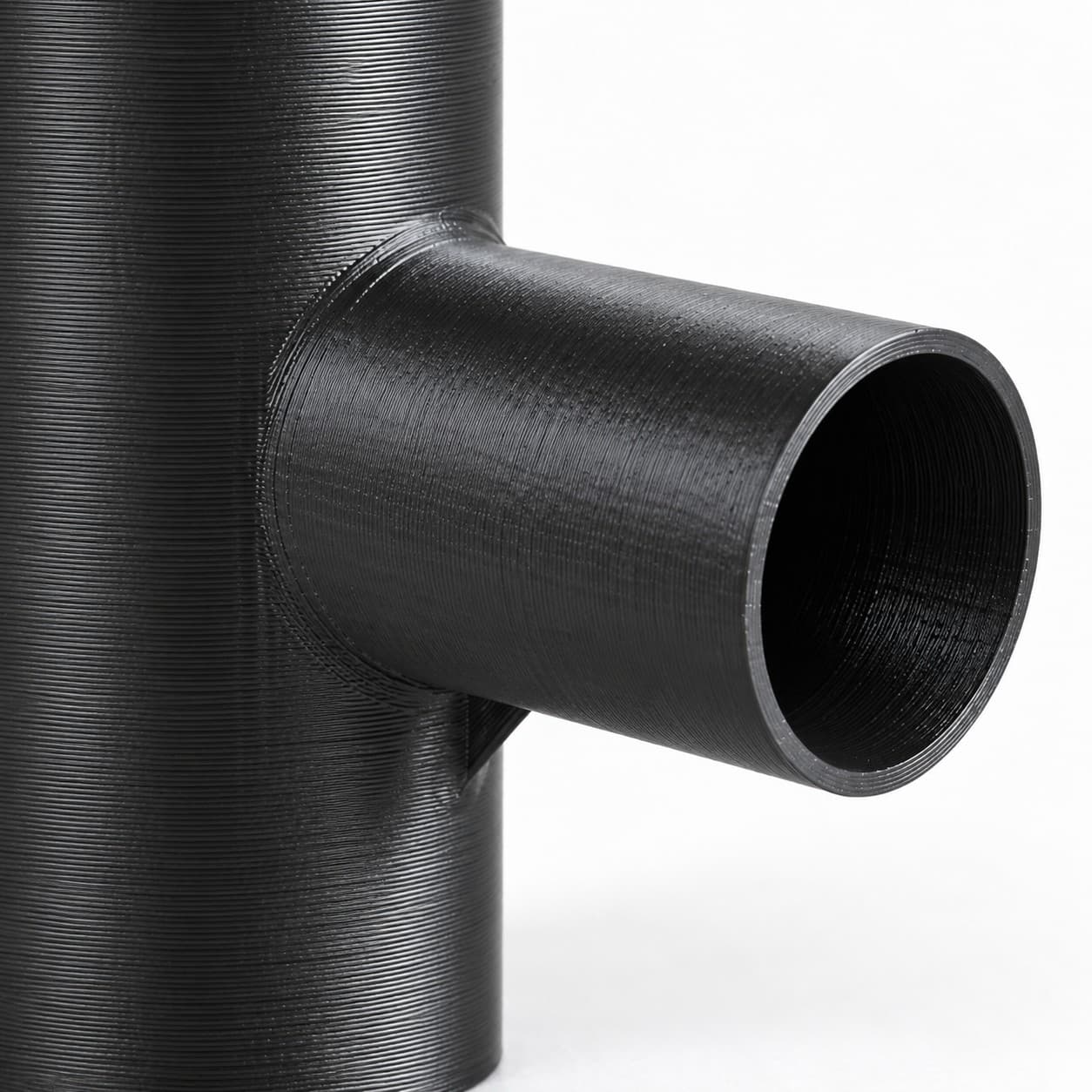 1-7/8 inch to 1-1/4 inch Tee Fitting - 3D Printed Dust Collection Fitting, close view of the printed surface