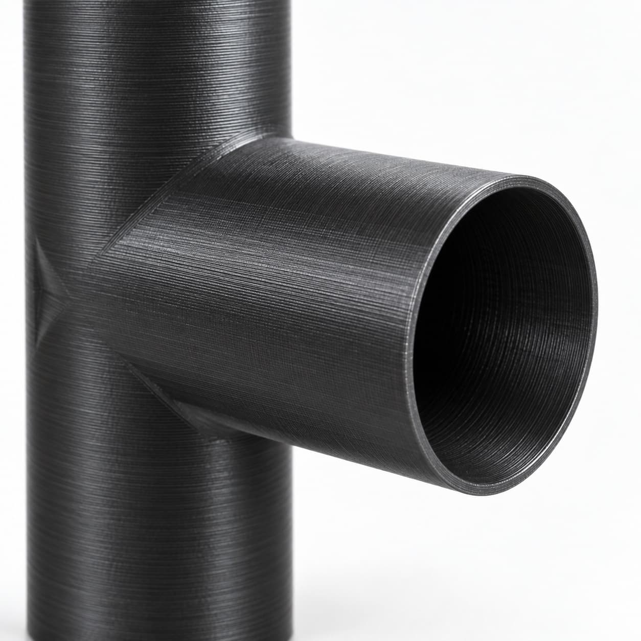 1-1/2 inch Tee Fitting - 3D Printed Dust Collection Fitting, close view of the printed surface