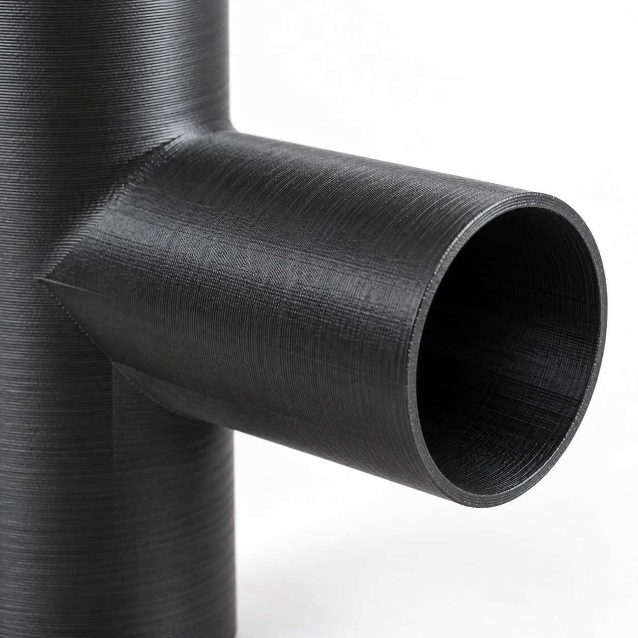 1-1/2 inch to 1-1/4 inch Tee Fitting - 3D Printed Dust Collection Fitting, close view of the printed surface
