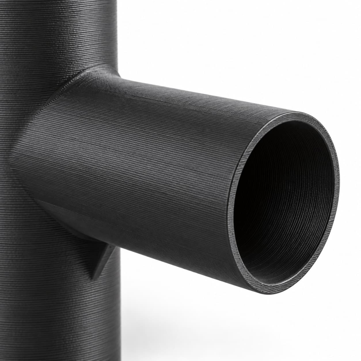 1-1/4 inch to 1 inch Tee Fitting - 3D Printed Dust Collection Fitting, close view of the printed surface