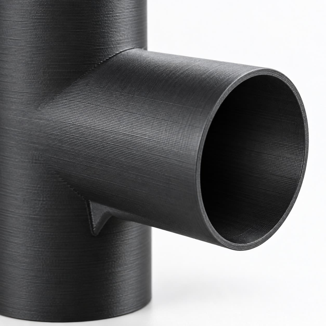 2-1/2 inch Tee Fitting - 3D Printed Dust Collection Fitting, close view of the printed surface