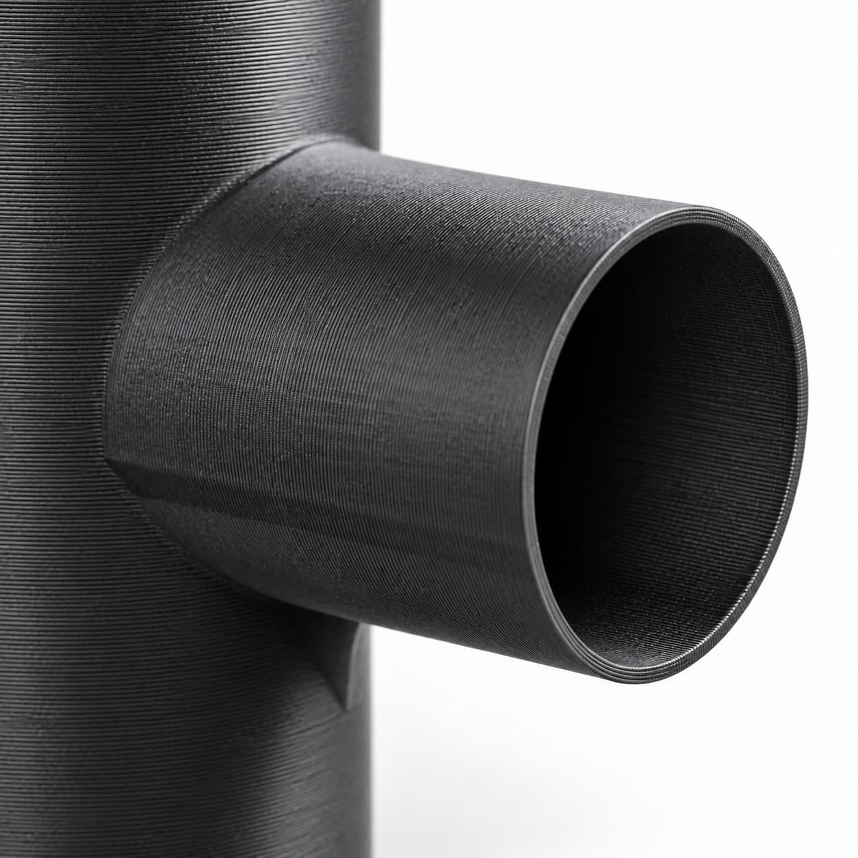 2-1/2 inch to 1-7/8 inch Tee Fitting - 3D Printed Dust Collection Fitting, close view of the printed surface