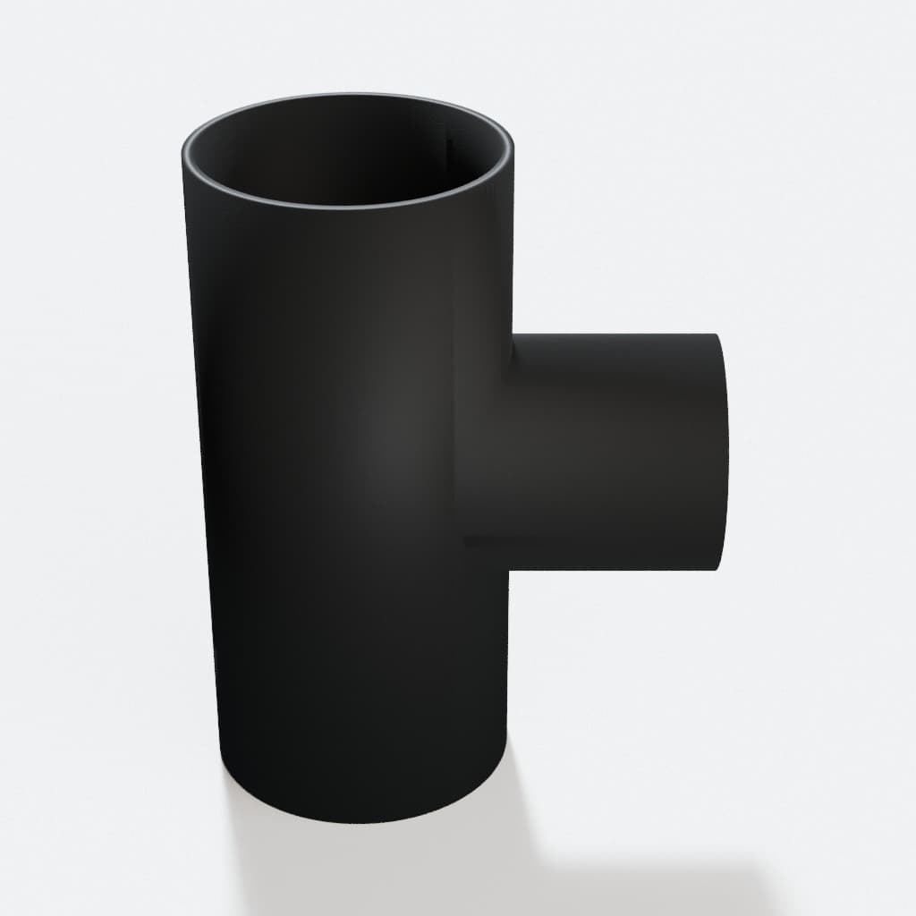 2-1/2 inch to 1-7/8 inch Tee Fitting - 3D Printed Dust Collection Fitting, product render in Black