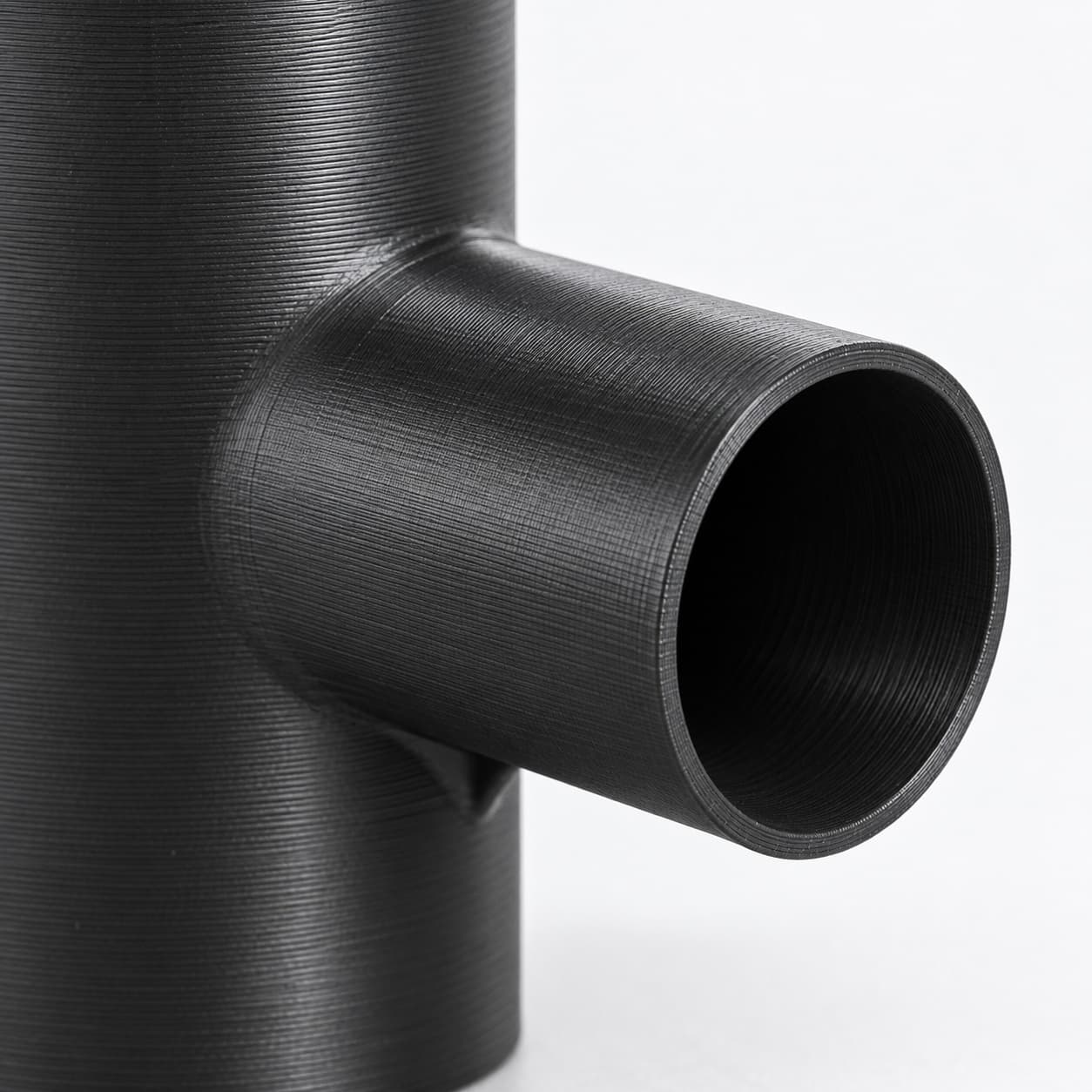 2-1/2 inch to 1-1/2 inch Tee Fitting - 3D Printed Dust Collection Fitting, close view of the printed surface
