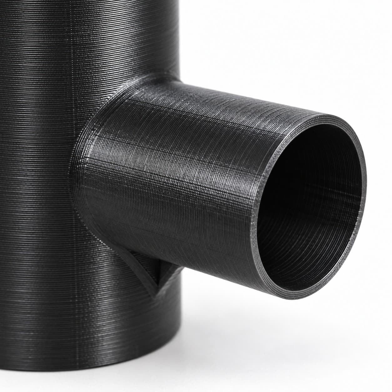 2-1/2 inch to 1-1/4 inch Tee Fitting - 3D Printed Dust Collection Fitting, close view of the printed surface