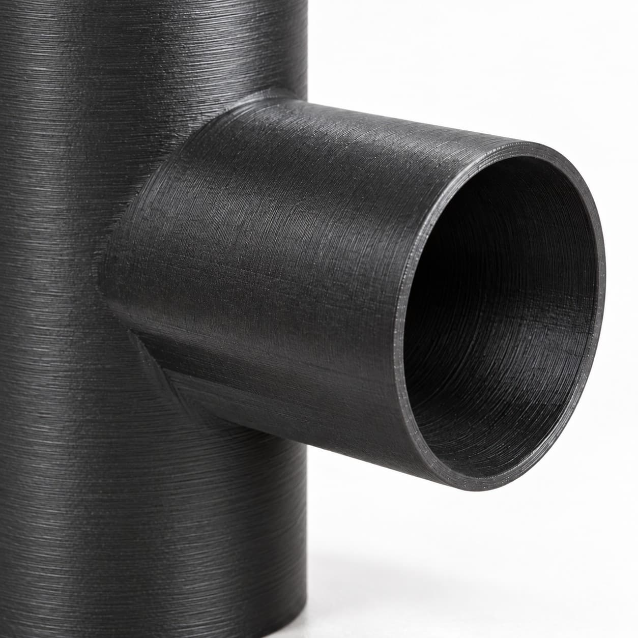 2-1/2 inch to 2 inch Tee Fitting - 3D Printed Dust Collection Fitting, close view of the printed surface