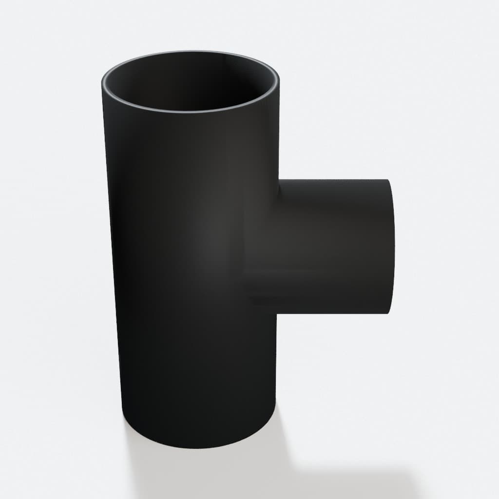 2-1/2 inch to 2 inch Tee Fitting - 3D Printed Dust Collection Fitting, product render in Black