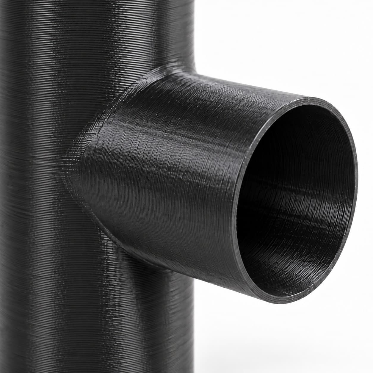 2-1/2 inch to 2-1/4 inch Tee Fitting - 3D Printed Dust Collection Fitting, close view of the printed surface