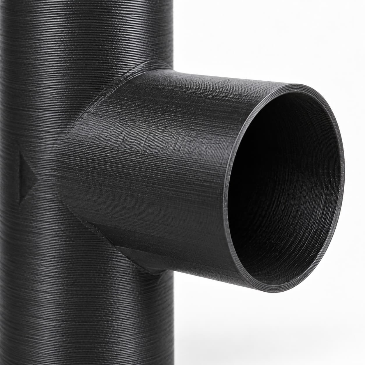 2 inch Tee Fitting - 3D Printed Dust Collection Fitting, close view of the printed surface