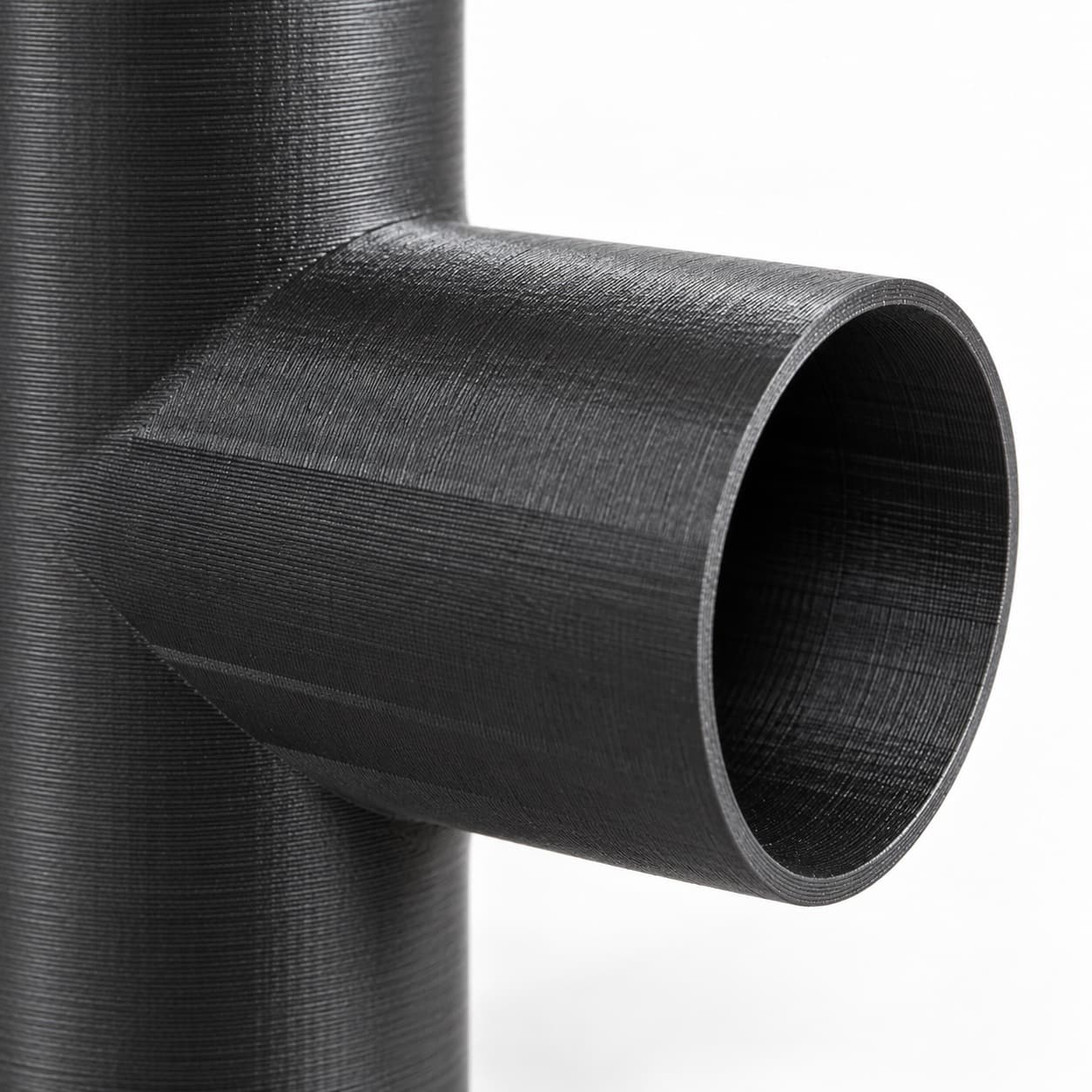 2 inch to 1-7/8 inch Tee Fitting - 3D Printed Dust Collection Fitting, close view of the printed surface