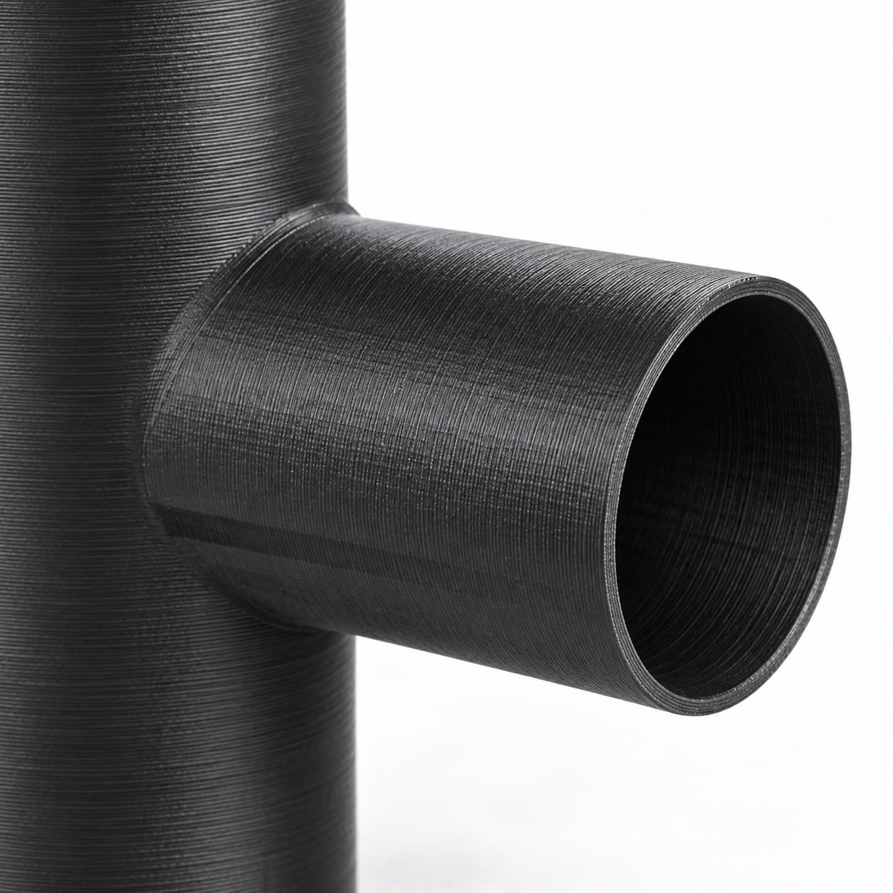 2 inch to 1-1/2 inch Tee Fitting - 3D Printed Dust Collection Fitting, close view of the printed surface