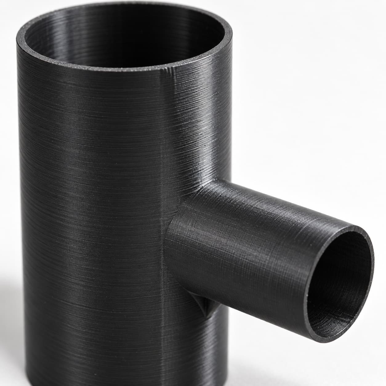 2 inch to 1 inch Tee Fitting - 3D Printed Dust Collection Fitting, close view of the printed surface