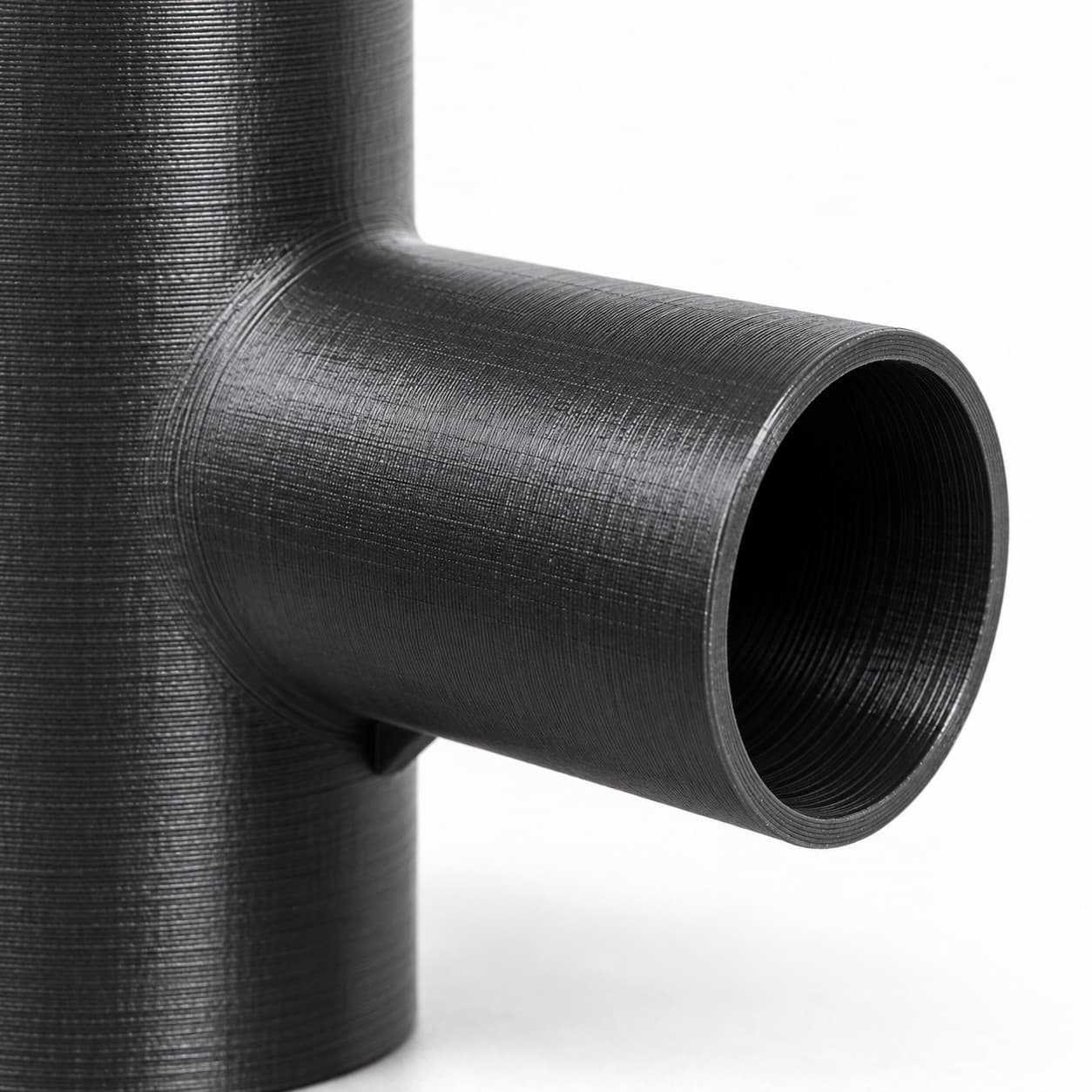 2 inch to 1-1/4 inch Tee Fitting - 3D Printed Dust Collection Fitting, close view of the printed surface