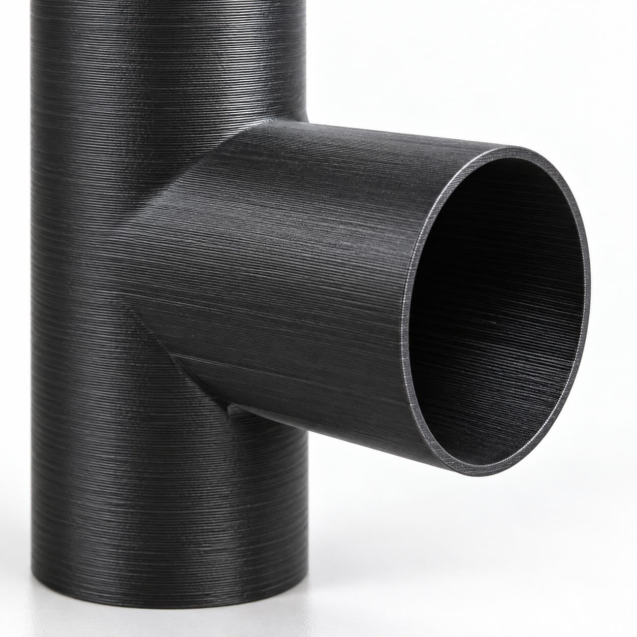 2-1/4 inch Tee Fitting - 3D Printed Dust Collection Fitting, close view of the printed surface