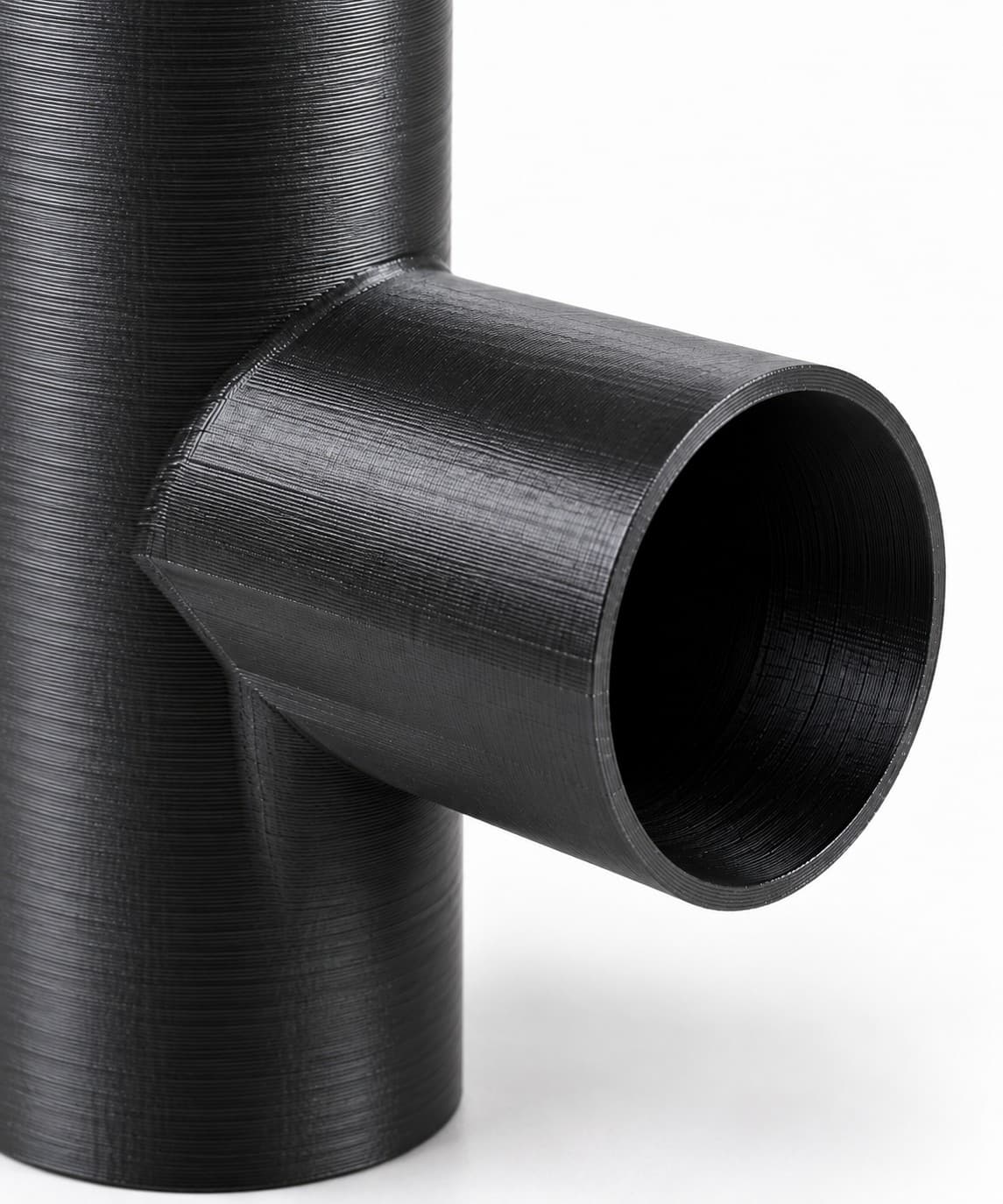2-1/4 inch to 1-7/8 inch Tee Fitting - 3D Printed Dust Collection Fitting, close view of the printed surface