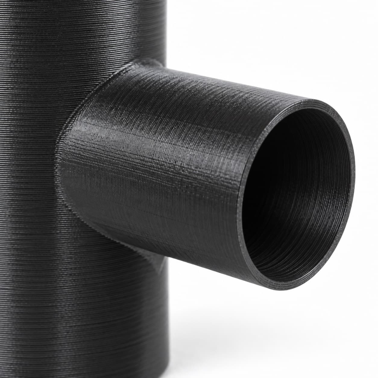 2-1/4 inch to 1-1/2 inch Tee Fitting - 3D Printed Dust Collection Fitting, close view of the printed surface