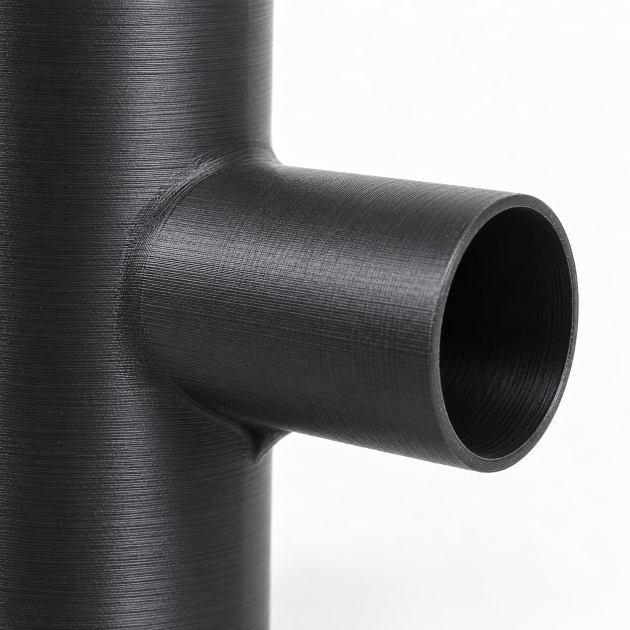 2-1/4 inch to 1-1/4 inch Tee Fitting - 3D Printed Dust Collection Fitting, close view of the printed surface
