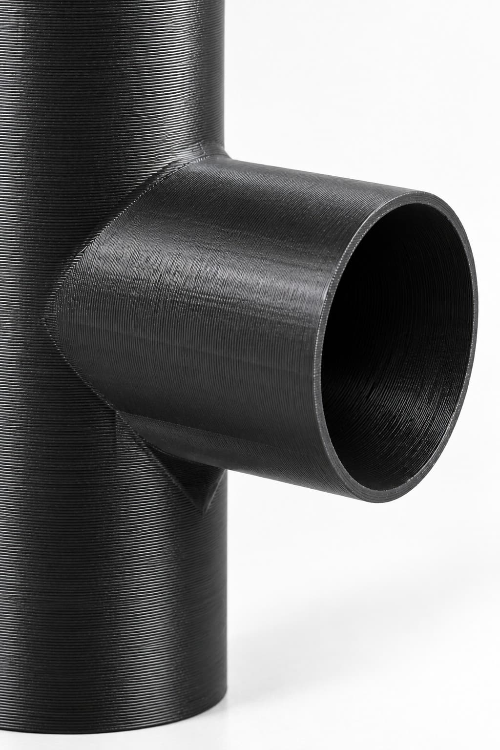 2-1/4 inch to 2 inch Tee Fitting - 3D Printed Dust Collection Fitting, close view of the printed surface