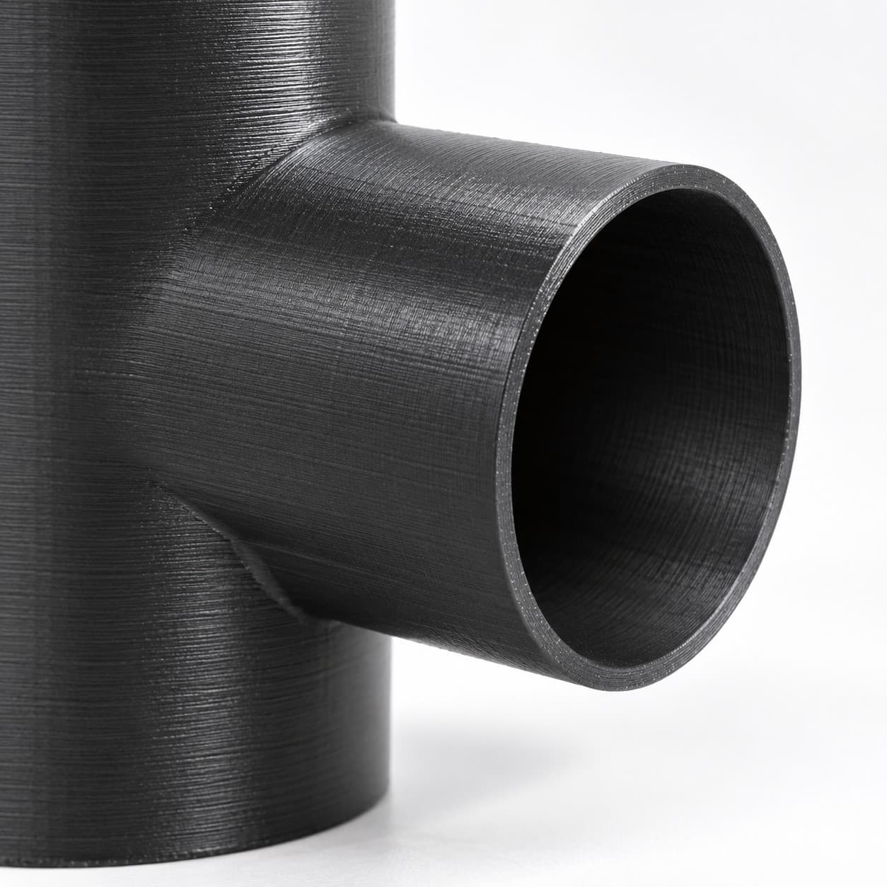 3-1/2 inch Tee Fitting - 3D Printed Dust Collection Fitting, close view of the printed surface