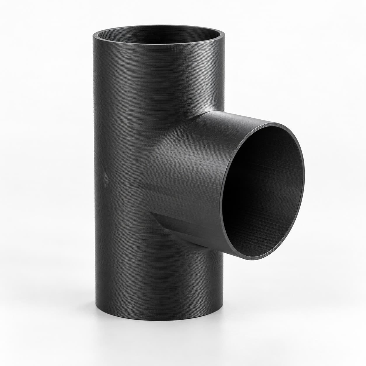 3-1/2 inch Tee Fitting - 3D Printed Dust Collection Fitting, product photo
