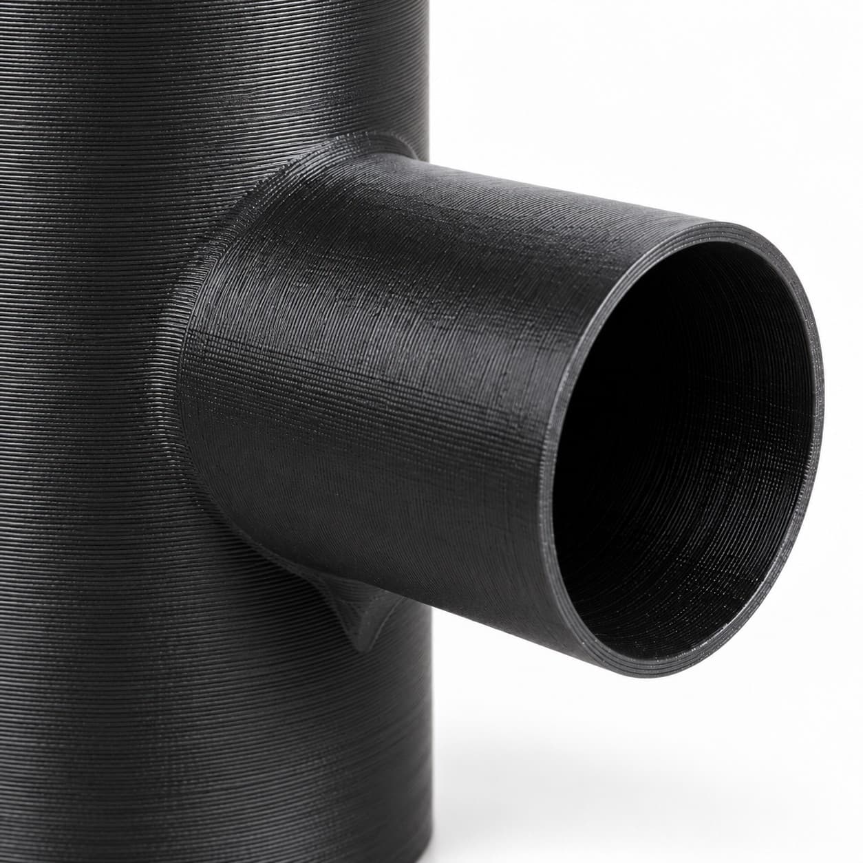 3-1/2 inch to 1-7/8 inch Tee Fitting - 3D Printed Dust Collection Fitting, close view of the printed surface