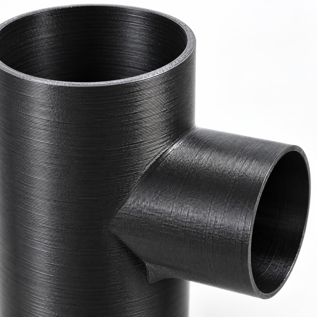 3-1/2 inch to 3 inch Tee Fitting - 3D Printed Dust Collection Fitting, close view of the printed surface