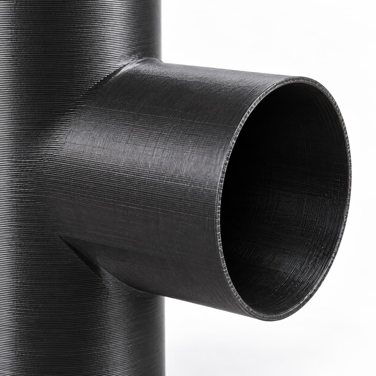 3 inch Tee Fitting - 3D Printed Dust Collection Fitting, close view of the printed surface
