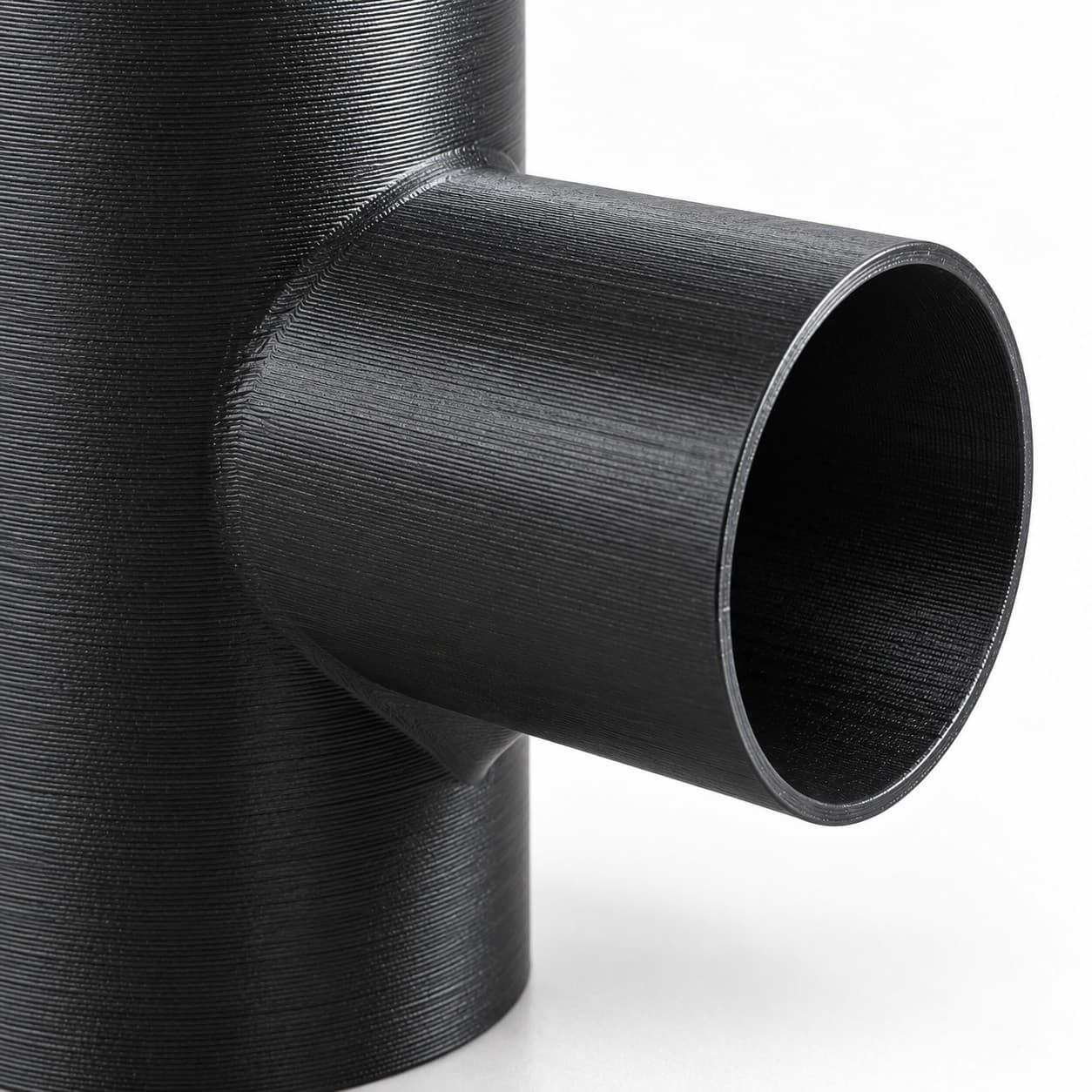3 inch to 1-7/8 inch Tee Fitting - 3D Printed Dust Collection Fitting, close view of the printed surface