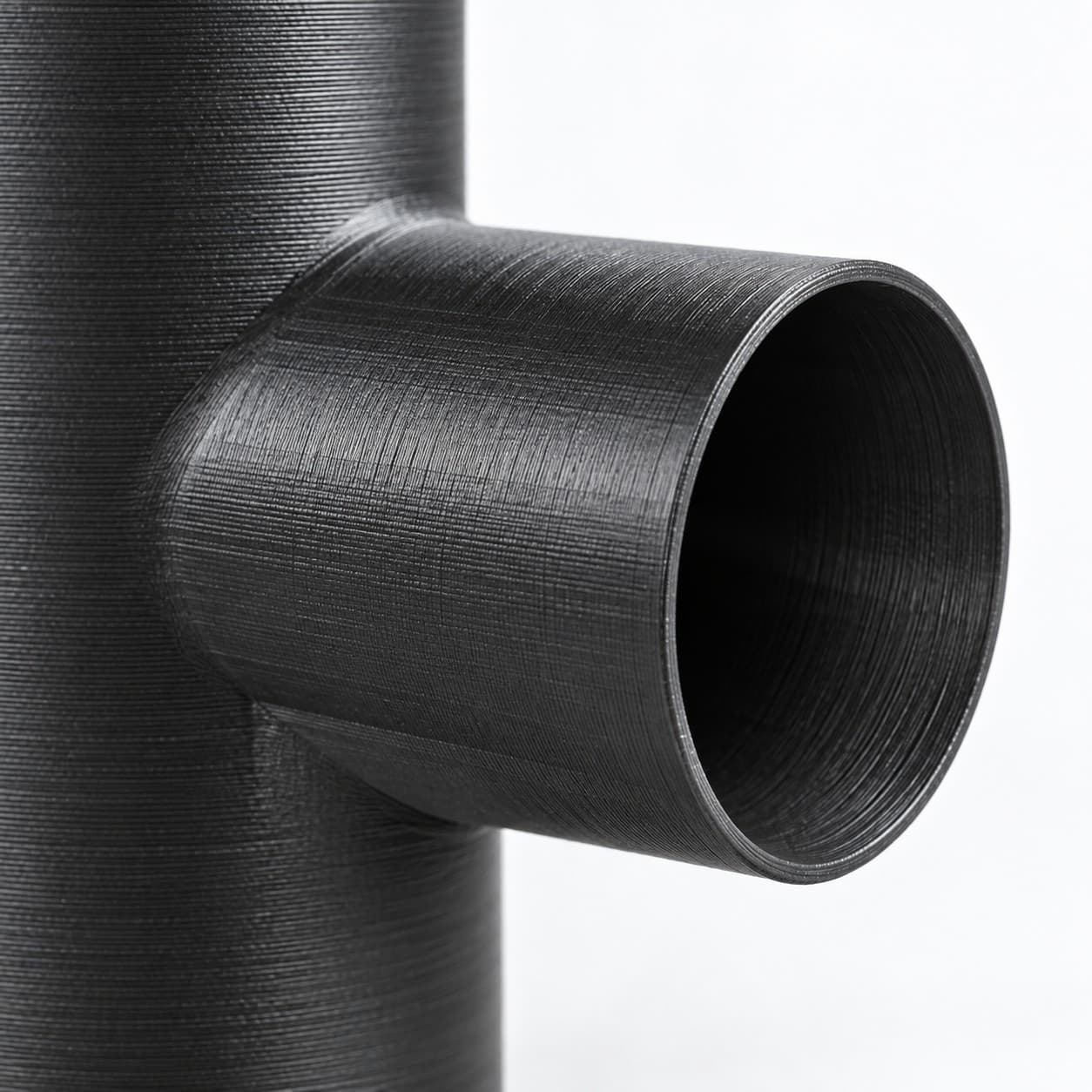 3 inch to 2-1/2 inch Tee Fitting - 3D Printed Dust Collection Fitting, close view of the printed surface
