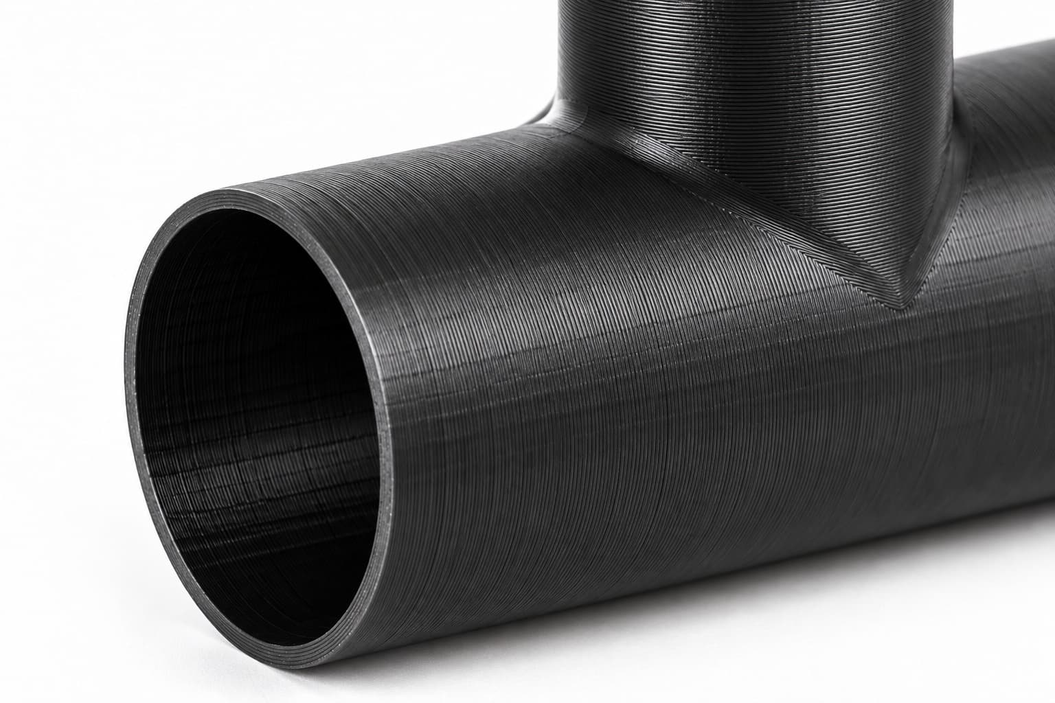 3 inch to 2-1/4 inch Tee Fitting - 3D Printed Dust Collection Fitting, close view of the printed surface