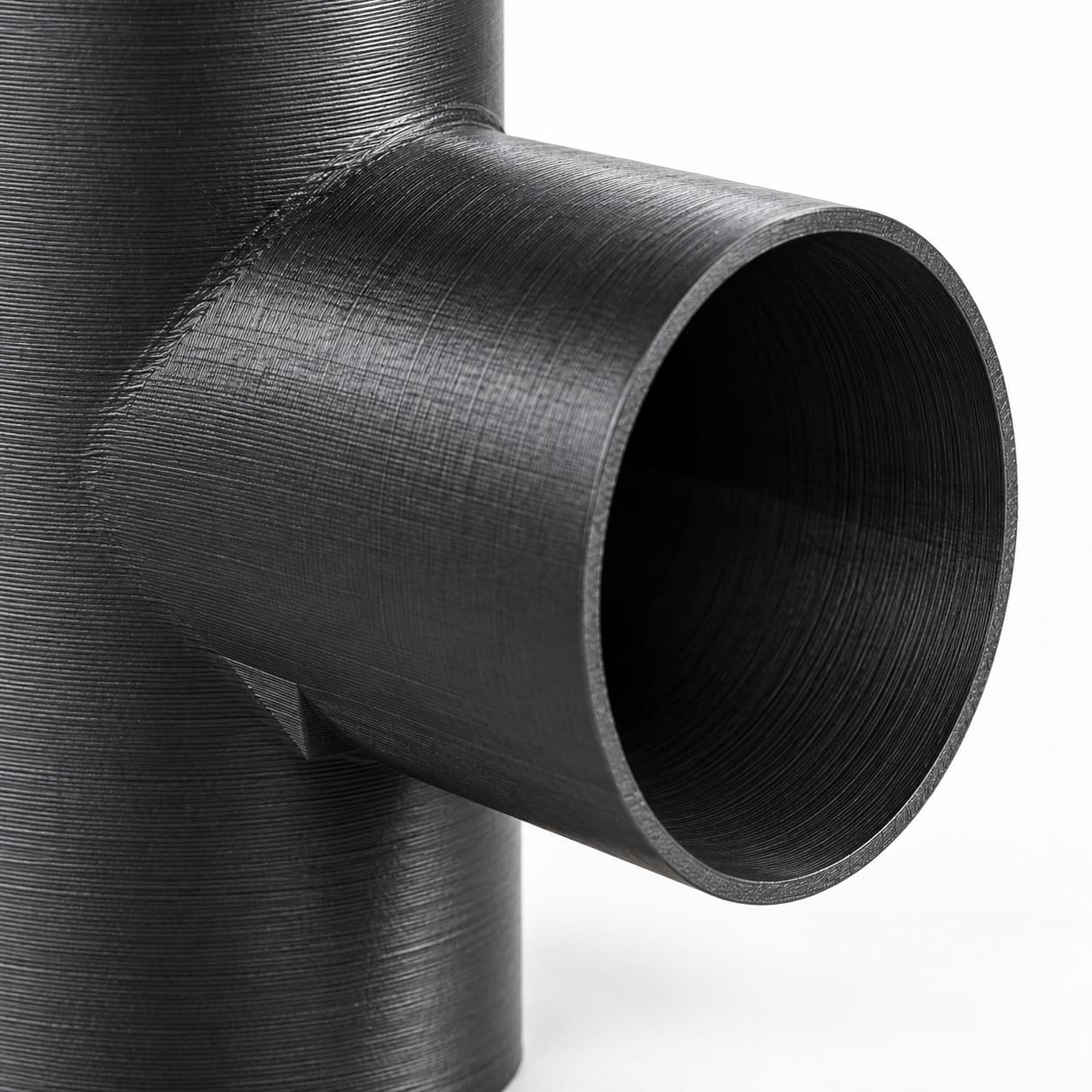 4 inch Tee Fitting - 3D Printed Dust Collection Fitting, close view of the printed surface