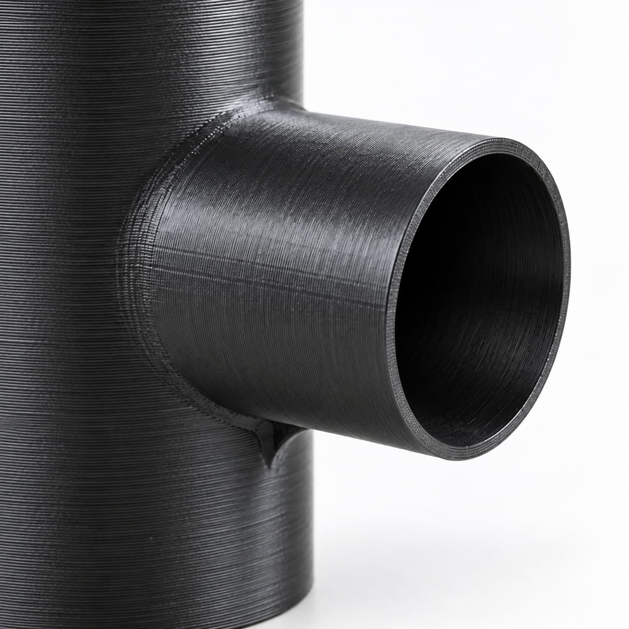 4 inch to 2-1/2 inch Tee Fitting - 3D Printed Dust Collection Fitting, close view of the printed surface