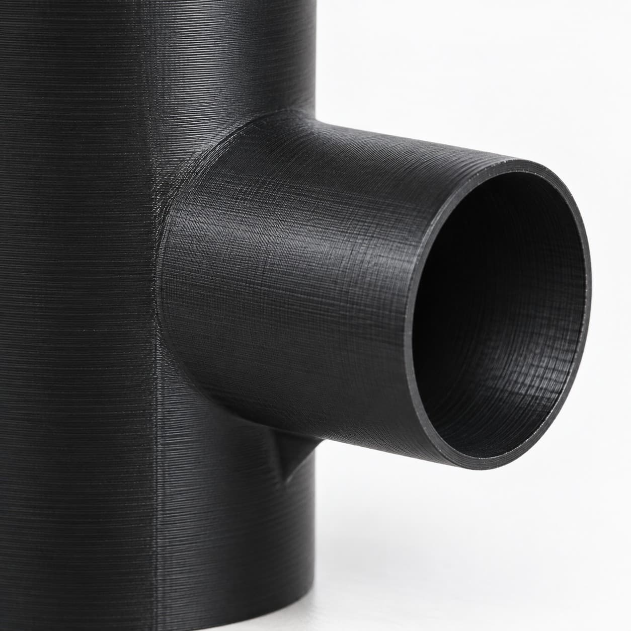 4 inch to 2 inch Tee Fitting - 3D Printed Dust Collection Fitting, close view of the printed surface