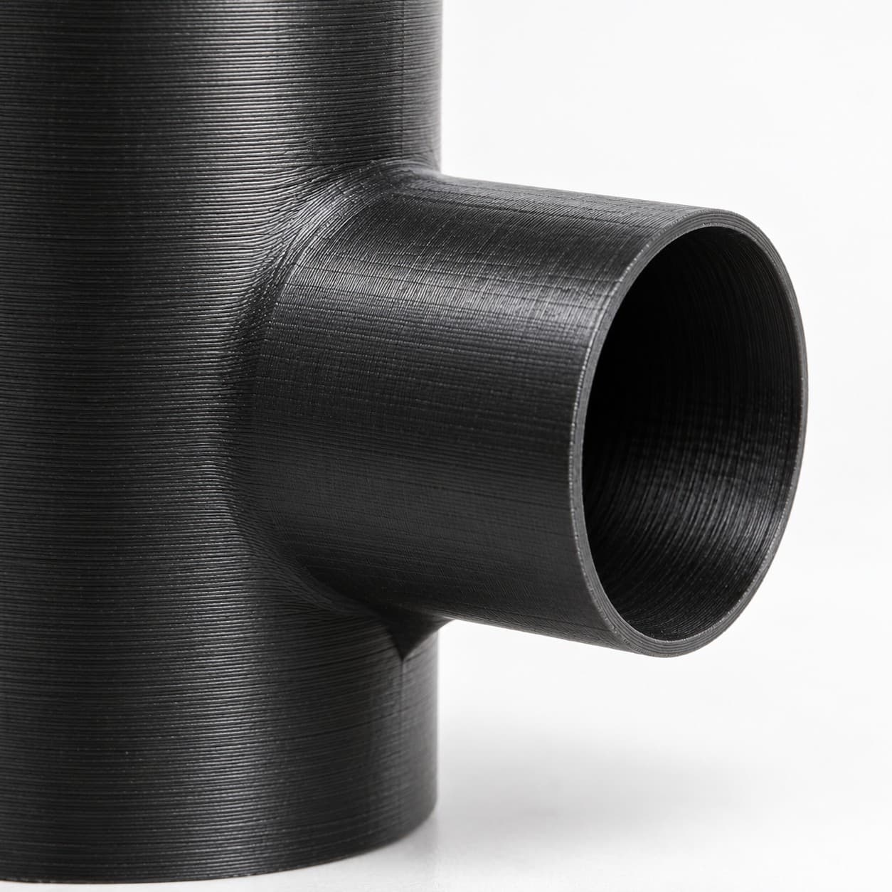 4 inch to 2-1/4 inch Tee Fitting - 3D Printed Dust Collection Fitting, close view of the printed surface