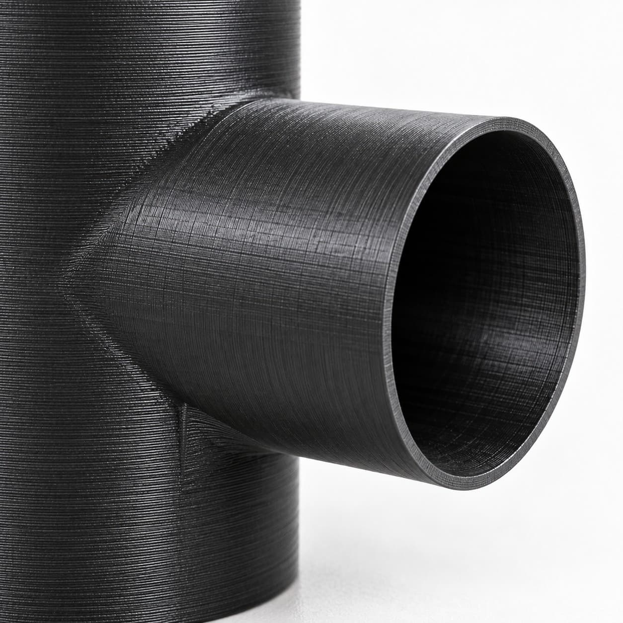 4 inch to 3-1/2 inch Tee Fitting - 3D Printed Dust Collection Fitting, close view of the printed surface