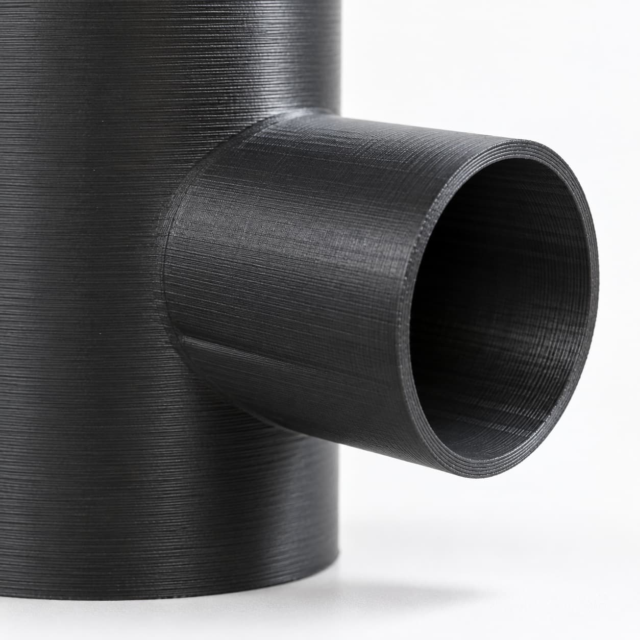 4 inch to 3 inch Tee Fitting - 3D Printed Dust Collection Fitting, close view of the printed surface