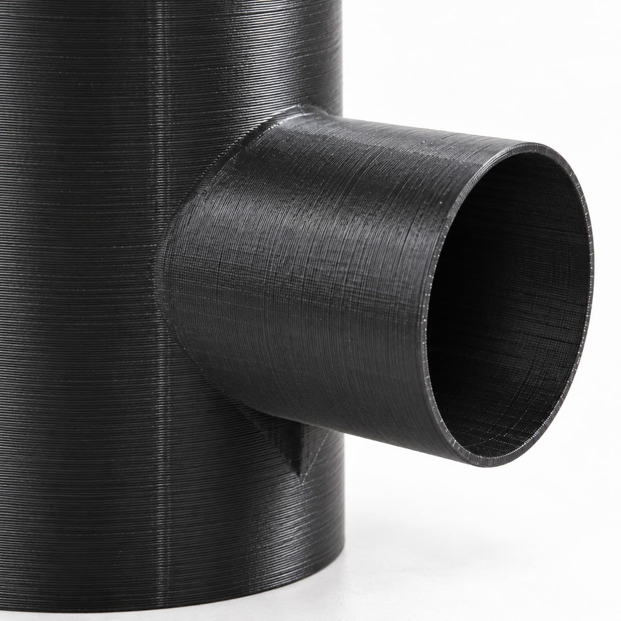 5 inch to 2-1/2 inch Tee Fitting - 3D Printed Dust Collection Fitting, close view of the printed surface