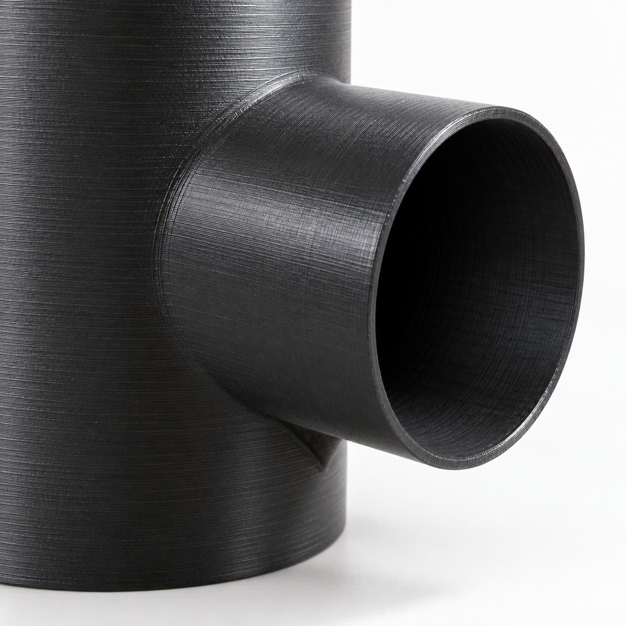 5 inch to 3-1/2 inch Tee Fitting - 3D Printed Dust Collection Fitting, close view of the printed surface