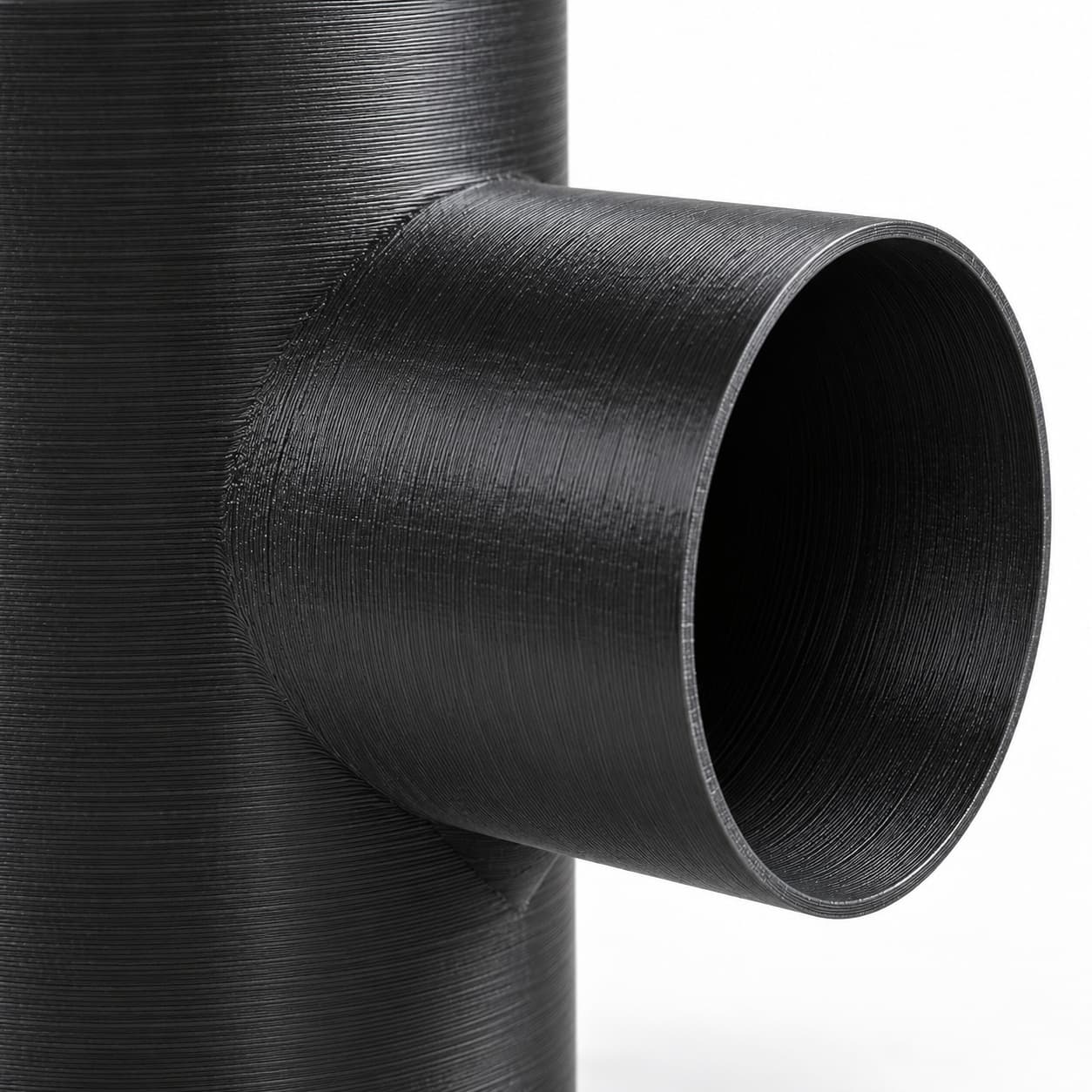 5 inch to 3 inch Tee Fitting - 3D Printed Dust Collection Fitting, close view of the printed surface