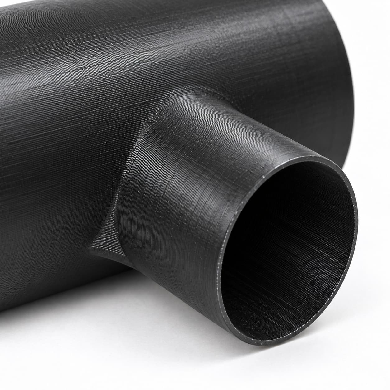 6 inch to 3-1/2 inch Tee Fitting - 3D Printed Dust Collection Fitting, close view of the printed surface