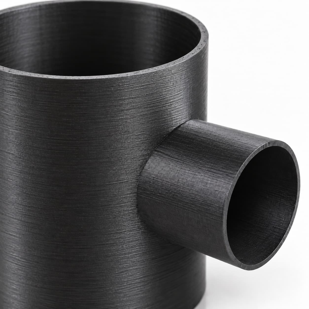 6 inch to 3 inch Tee Fitting - 3D Printed Dust Collection Fitting, close view of the printed surface