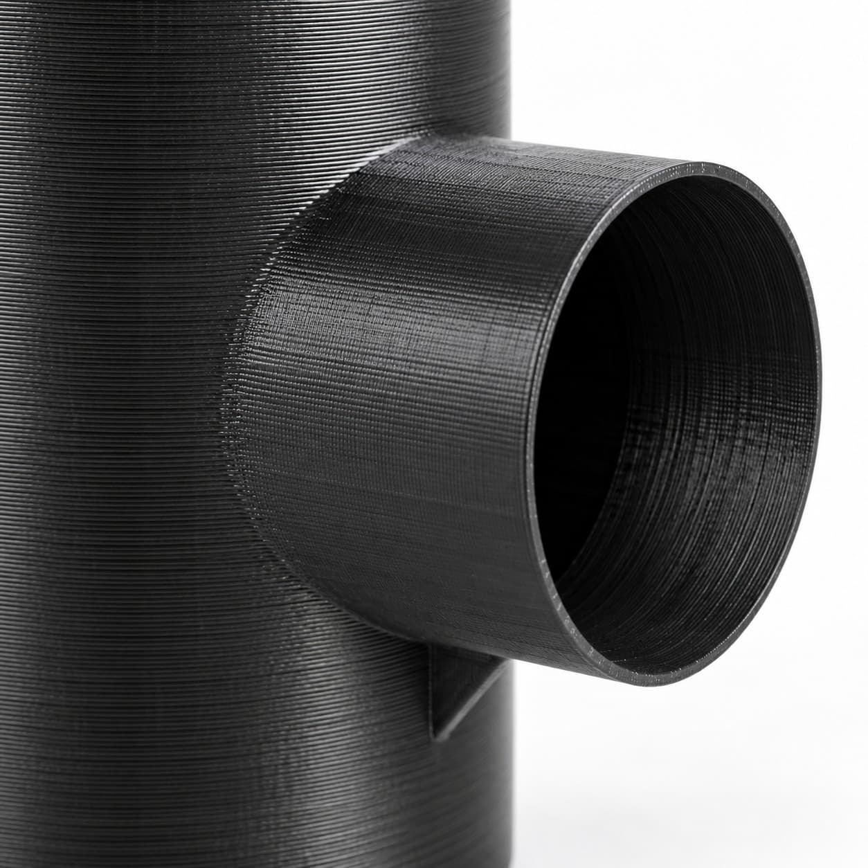 6 inch to 4 inch Tee Fitting - 3D Printed Dust Collection Fitting, close view of the printed surface