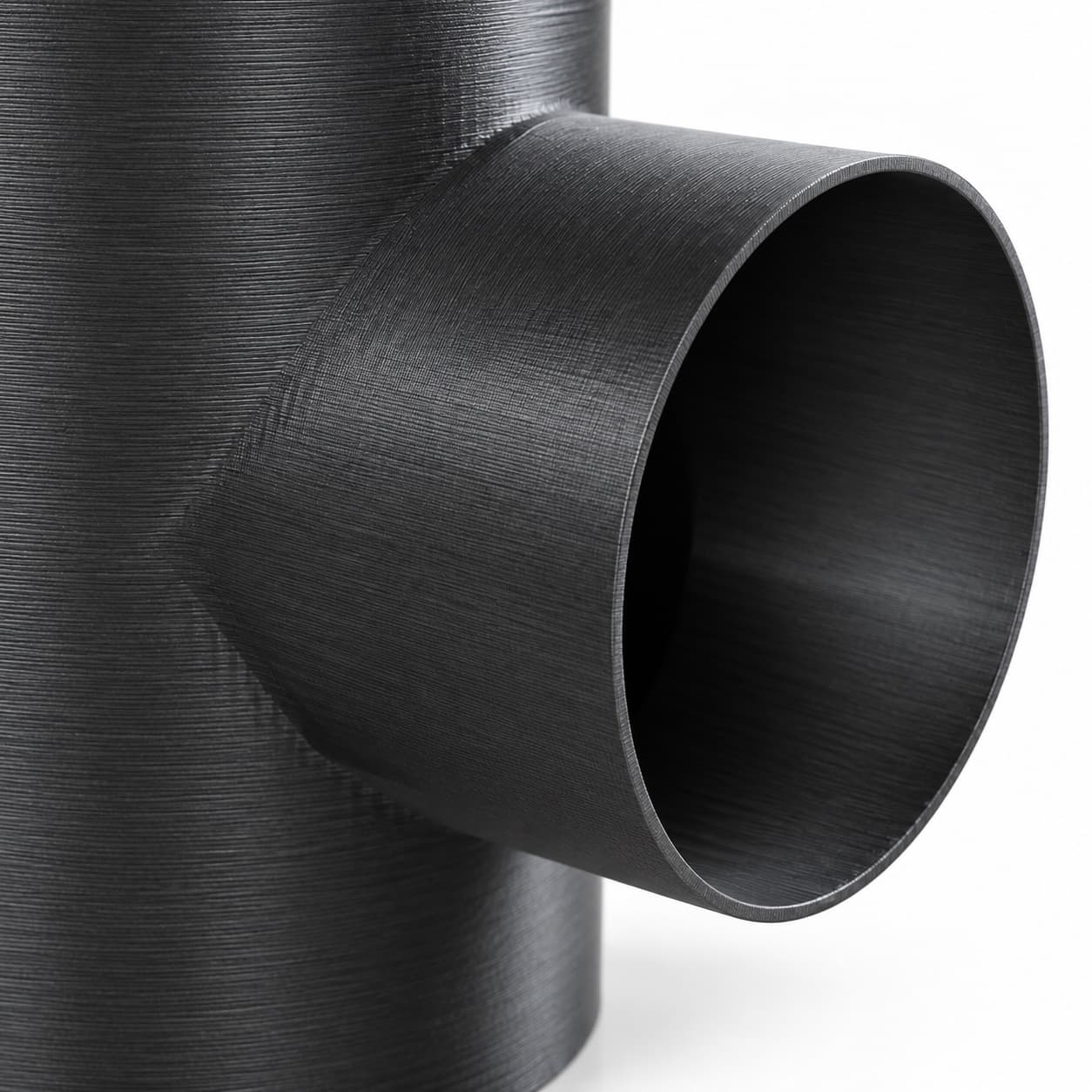6 inch to 5 inch Tee Fitting - 3D Printed Dust Collection Fitting, close view of the printed surface